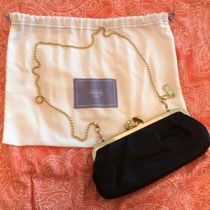 Coach black satin clutch